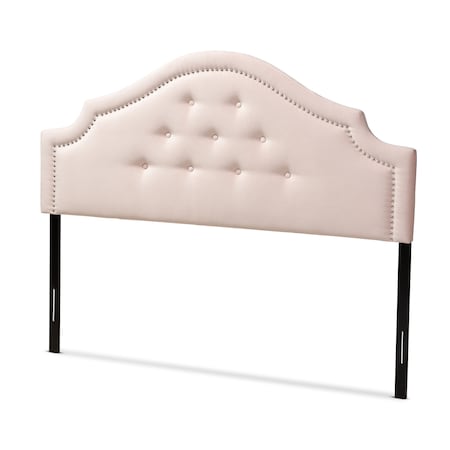 Baxton Studio Cora Light Pink Velvet Upholstered Queen Size Headboard 154-9319